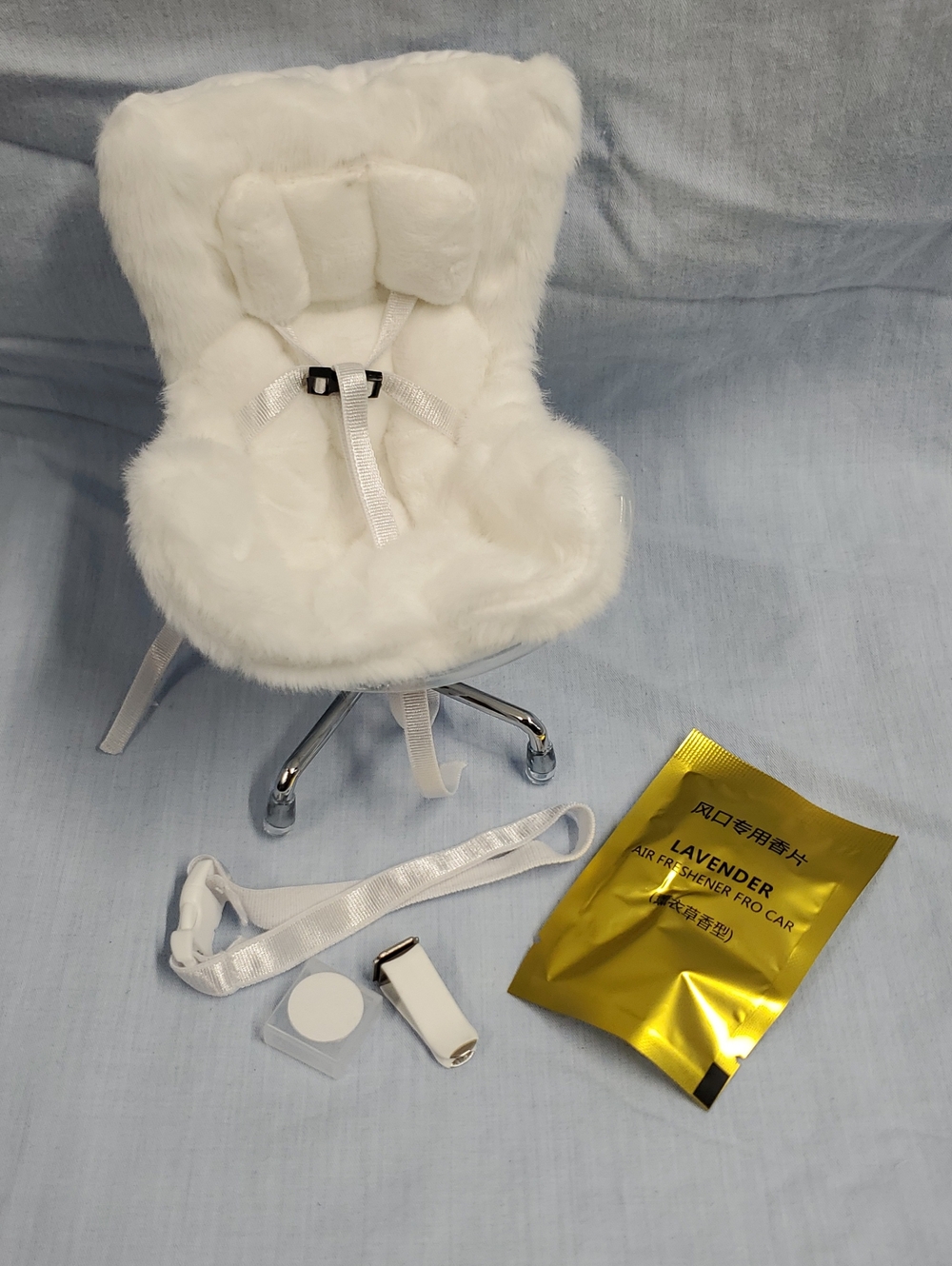 Labubu White Faux Fur Mini Swivel Accent Chair